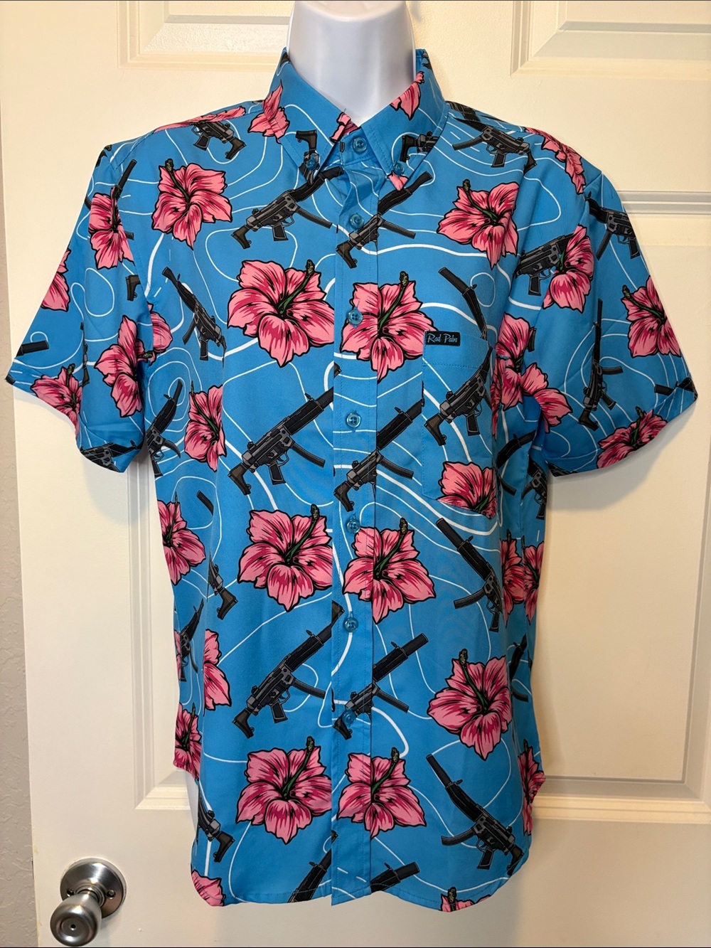 Rad Palm Men's Blue Floral Short-Sleeve Button-Up Shirt, Size X-Small